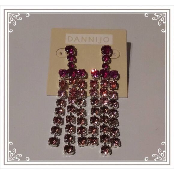 NWT~DANNIJO Long Pink Asher Dangle Earrings - Picture 5 of 6